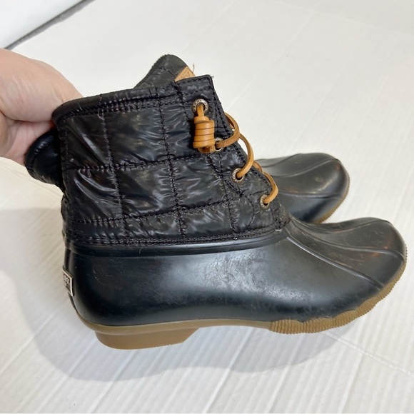 Sperry Saltwater Quilted Duck Boots Size 8 Black Snow Boots - Picture 5 of 11